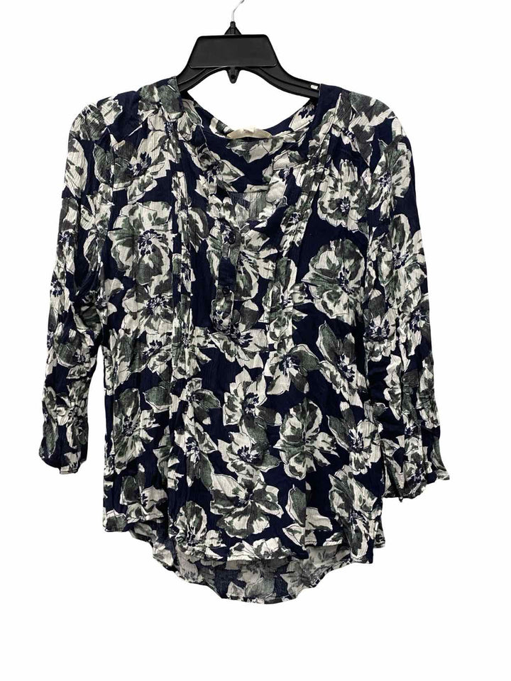 fun2fun Size L Navy Green Floral Short Sleeve Shirts