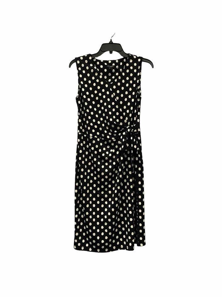 Talbots Size MP Black White Polka Dot Dress