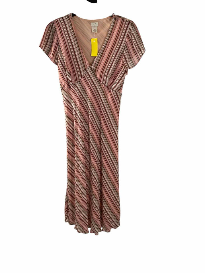 J. Jill Size 8 Pink White Stripe Dress