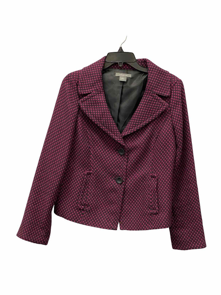Ann Taylor Size 6 Purple Black Polka Dot Blazer