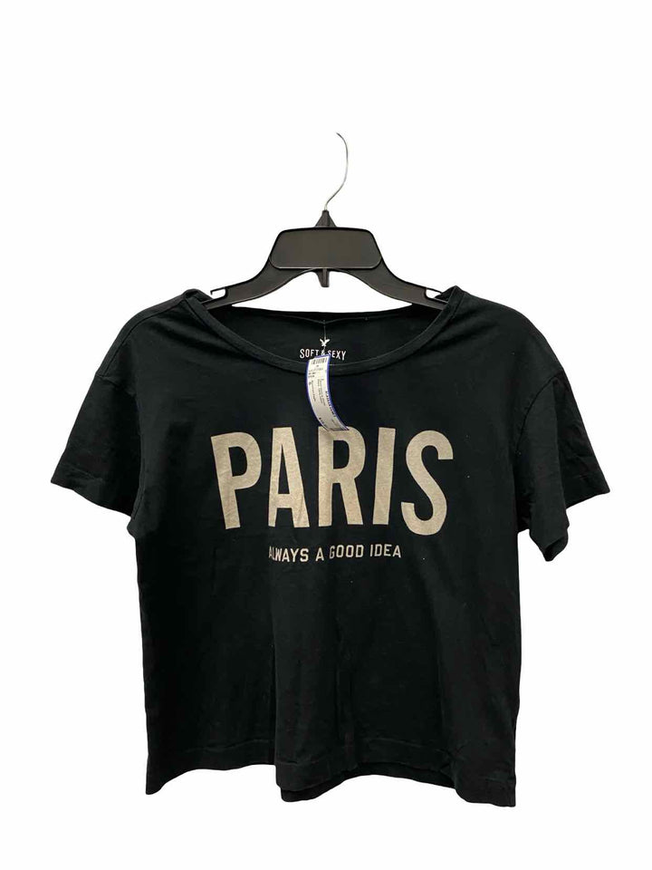 American Eagle Size S Black 100% cotton Short Sleeve Shirts