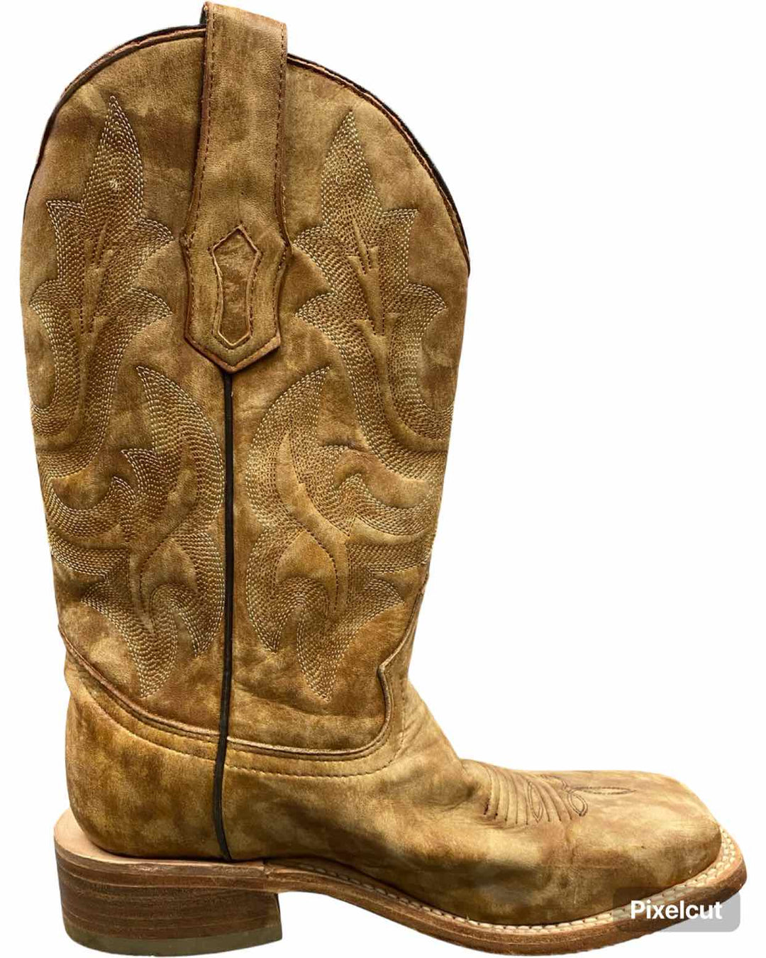Corral Shoe Size 7 Sand Leather Embroidery Wide Square Toe Western Boots(knee)