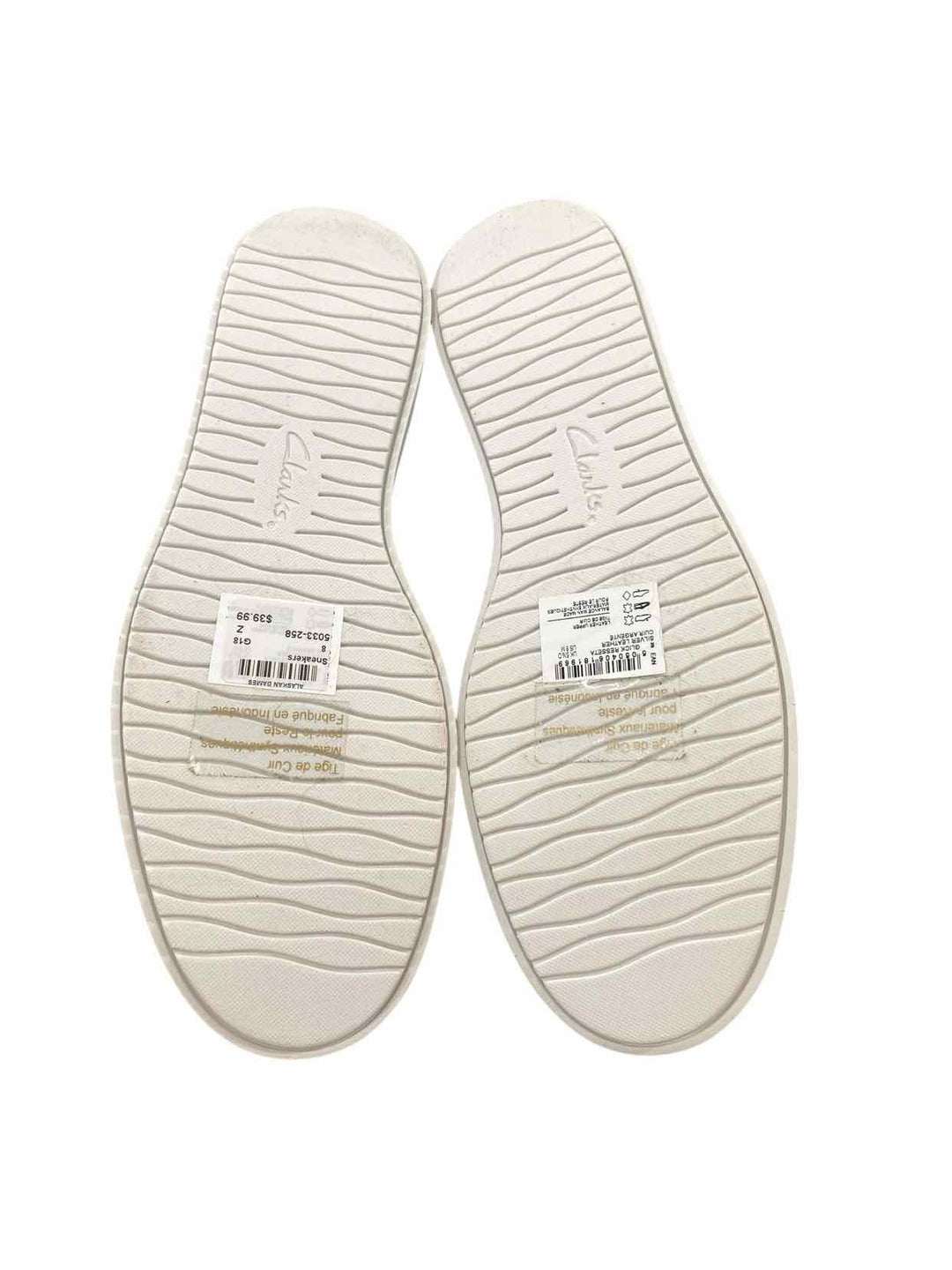 Clarks Shoe Size 8 Silver Leather Lace up Sneakers