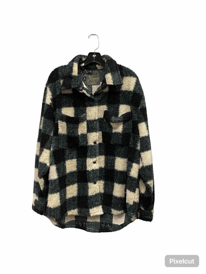 Natural Reflections Size L White Black Plaid Jacket