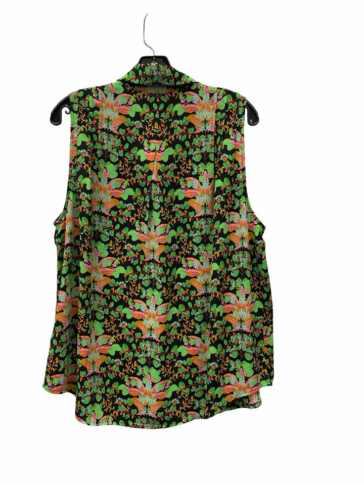 Cabi Size XL Green Black Floral Tank Top