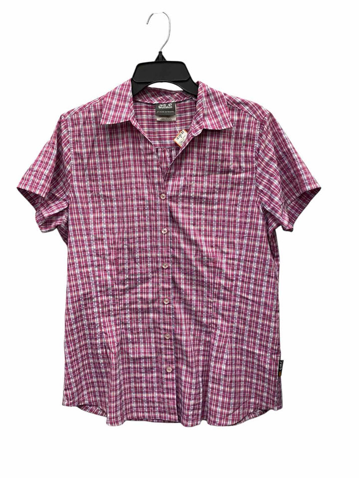 Jack Wolfskin Size L Pink Short Sleeve Shirts