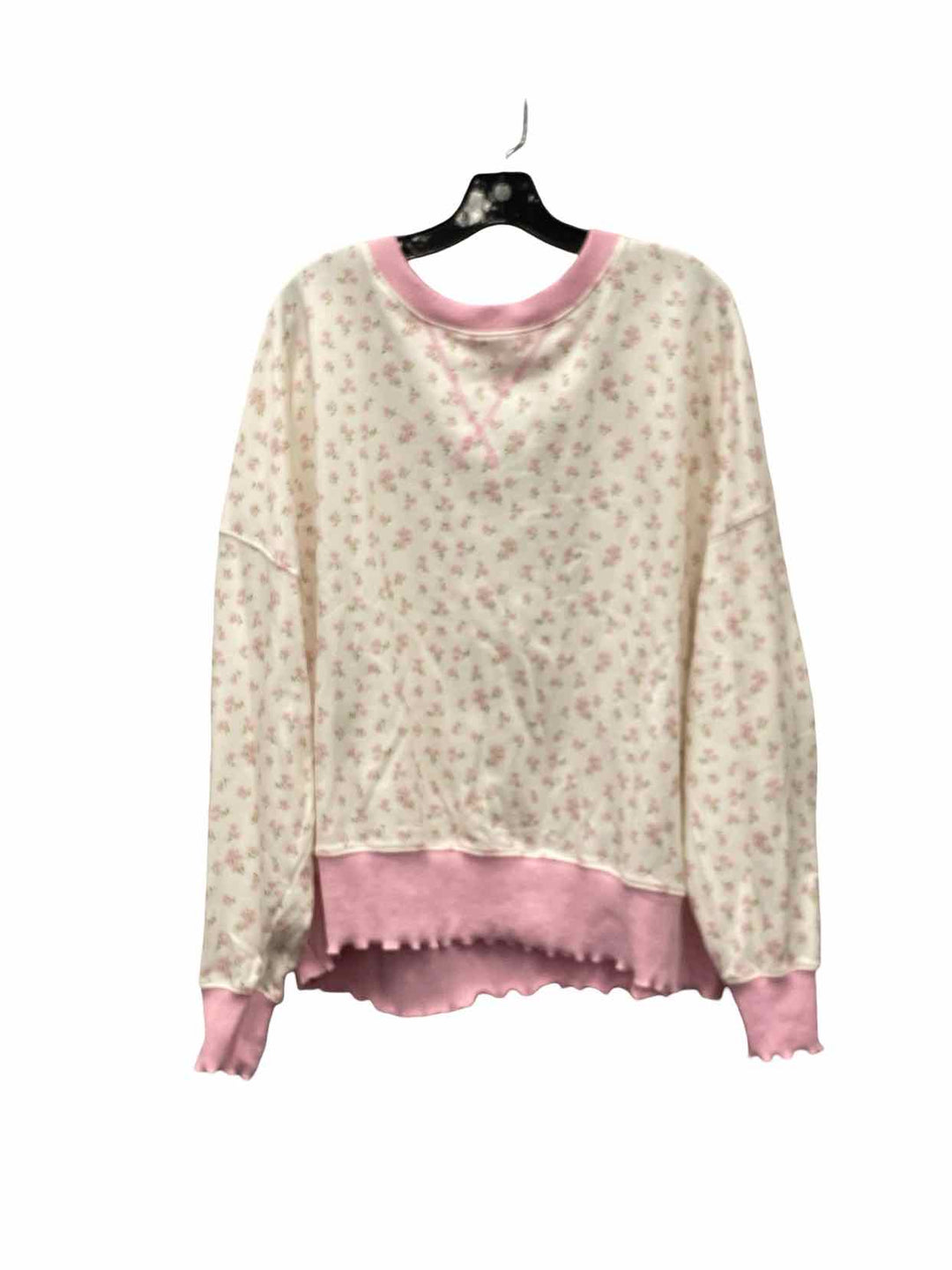 Peach Love California Size L Pink Floral Sweater