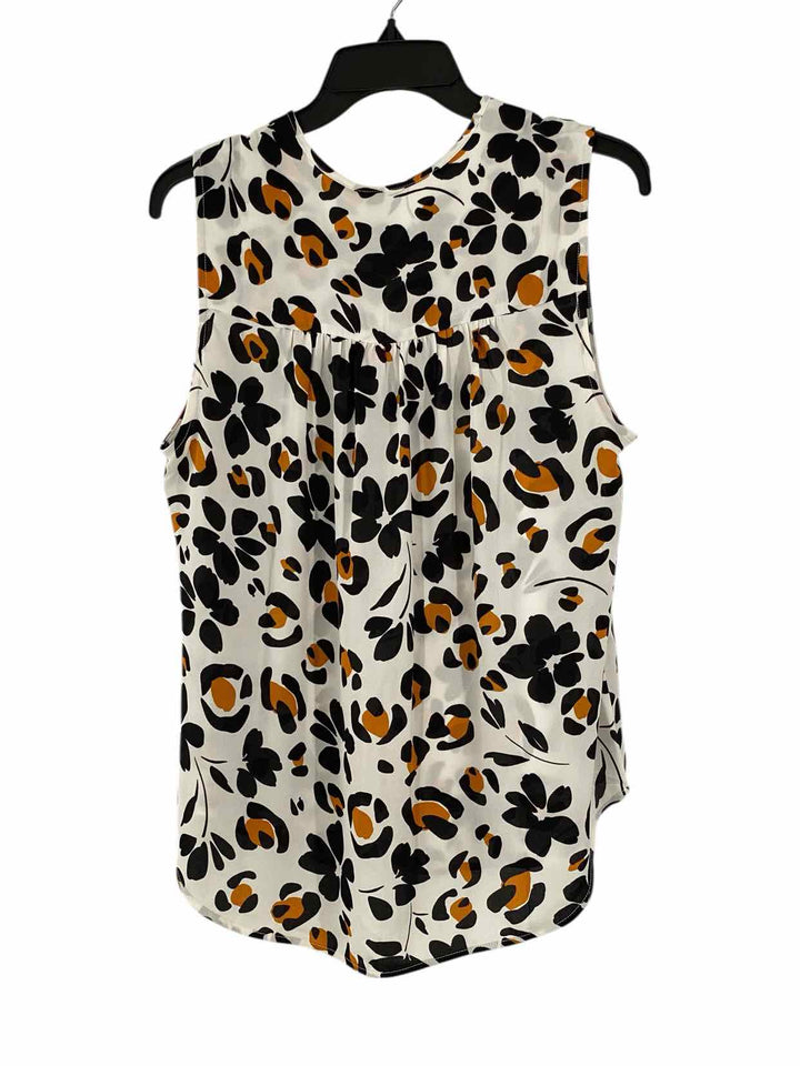 Cabi Size M White Black/Brown Print Tank Top