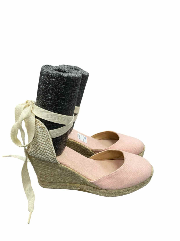 Espadrille Shoe Size 7 Beige Pink Wedge Heels