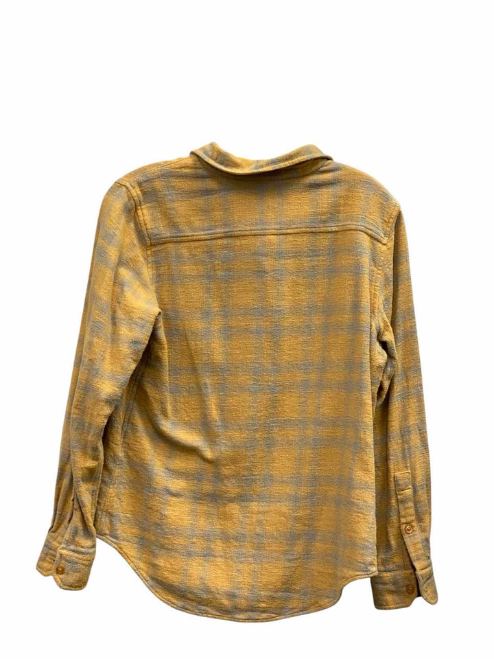 Wildfang Size XS Yellow light blue Plaid Cotton Long Sleeve Shirts