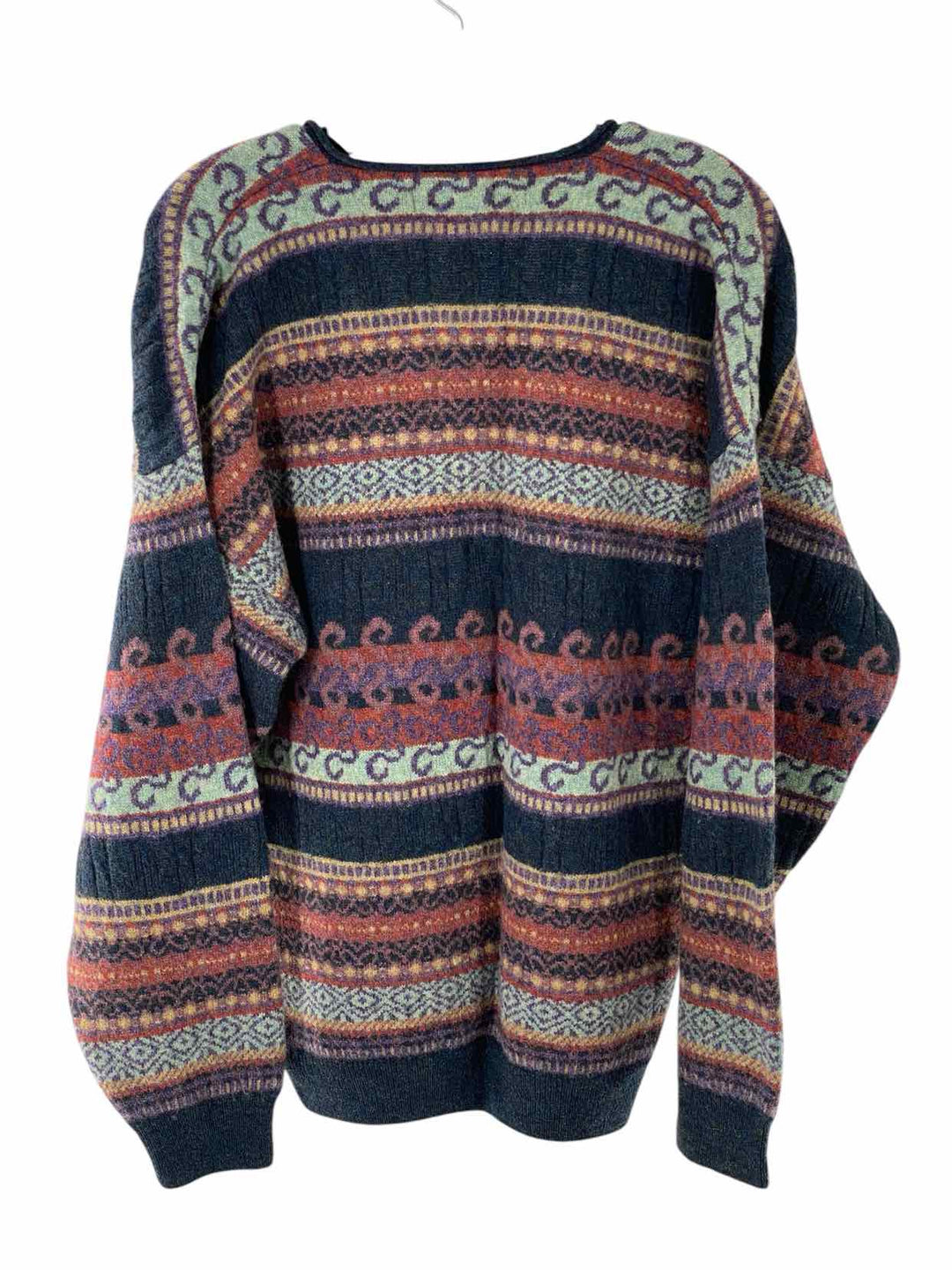 Highland Glen Size XL Blue Purple Print Lambs Wool Sweater