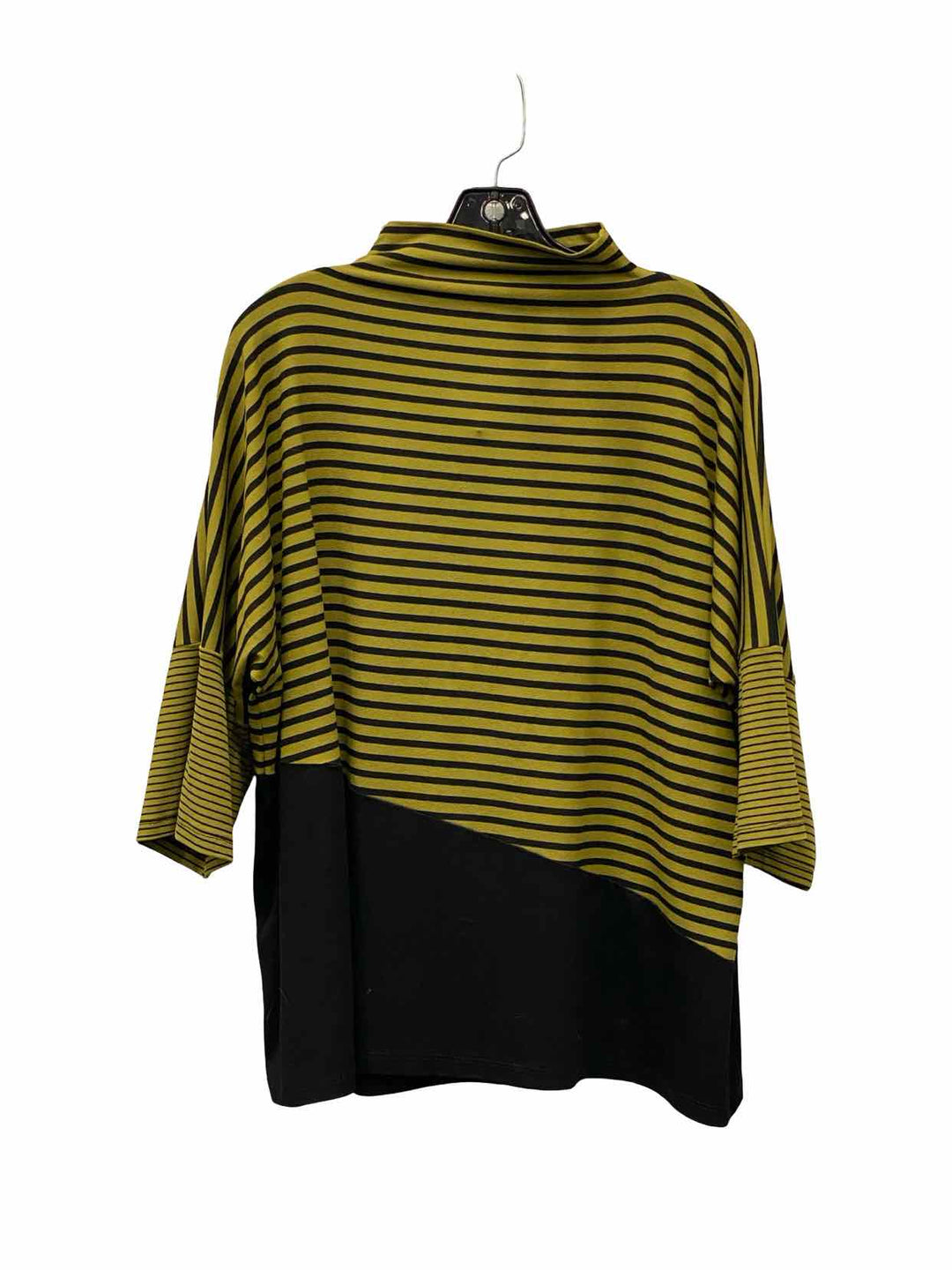 Lisa Bayne Size S Green Black Striped Long Sleeve Shirts