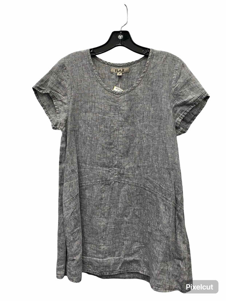 Flax Size P Gray 100% Linen Short Sleeve Shirts