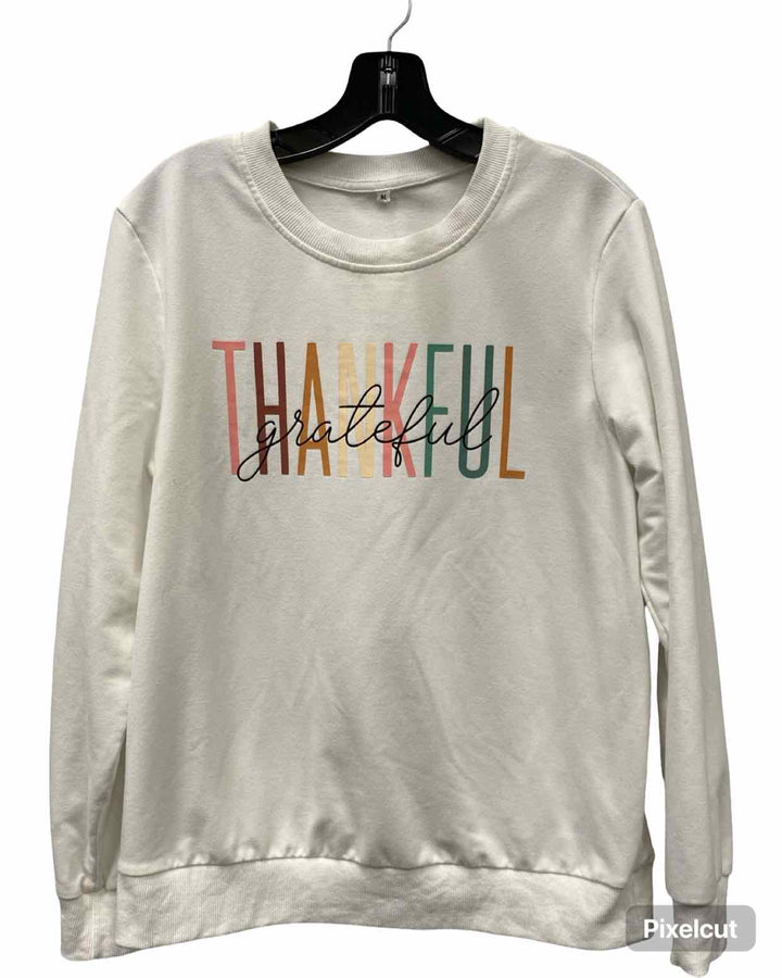 Unknown Brand Size M White Print Sweatshirt