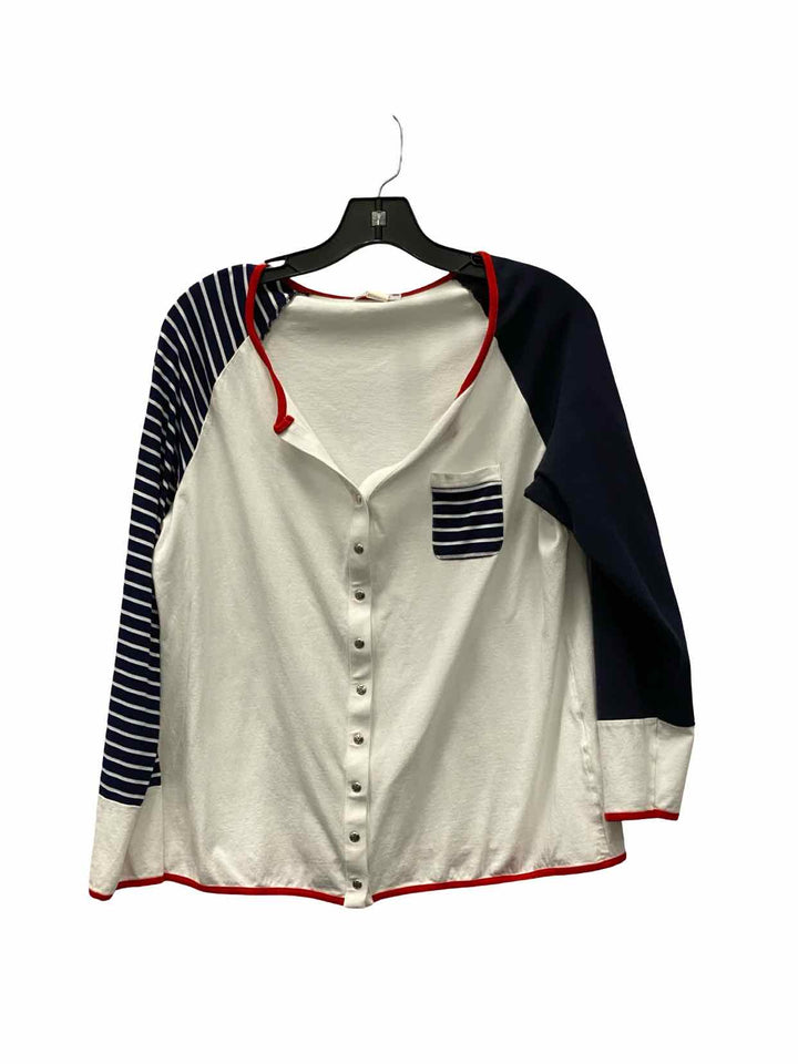 Dolcezza Size XL White/Navy Red Long Sleeve Shirts