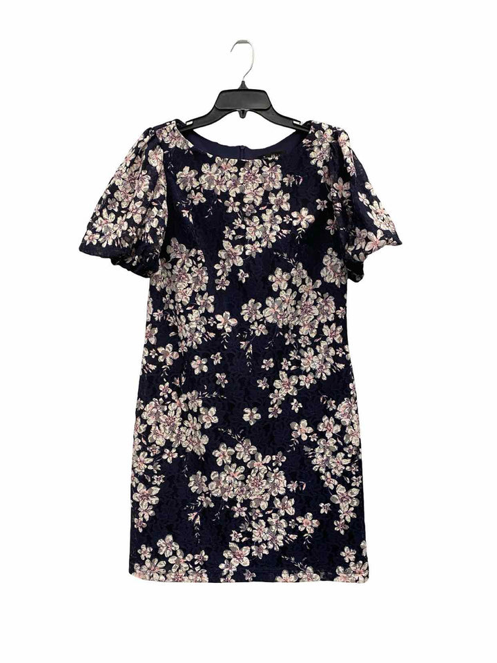 Jessica Howard Size 10 White/Pink Navy Blue Floral Lace Dress