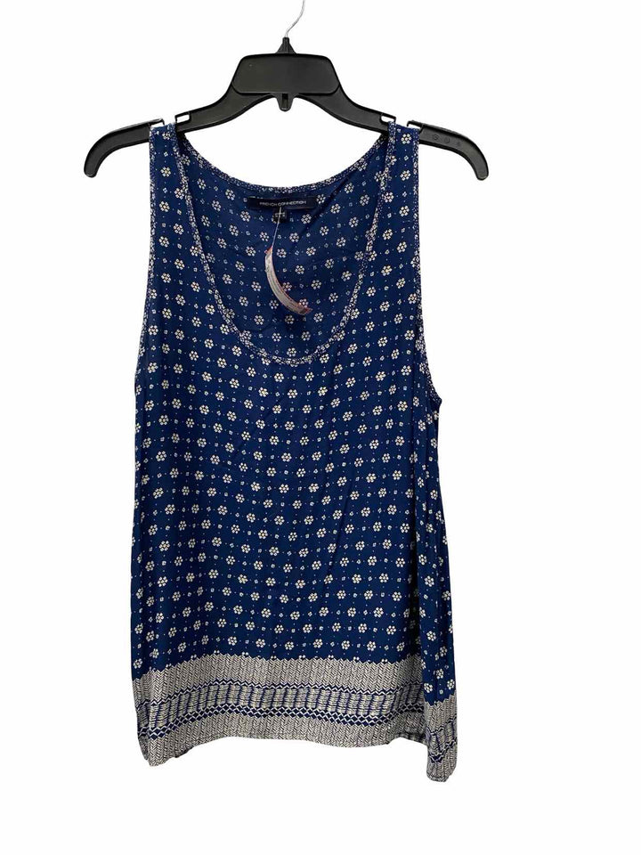 French Connection Size L Blue Taupe Floral Short Sleeve Shirts