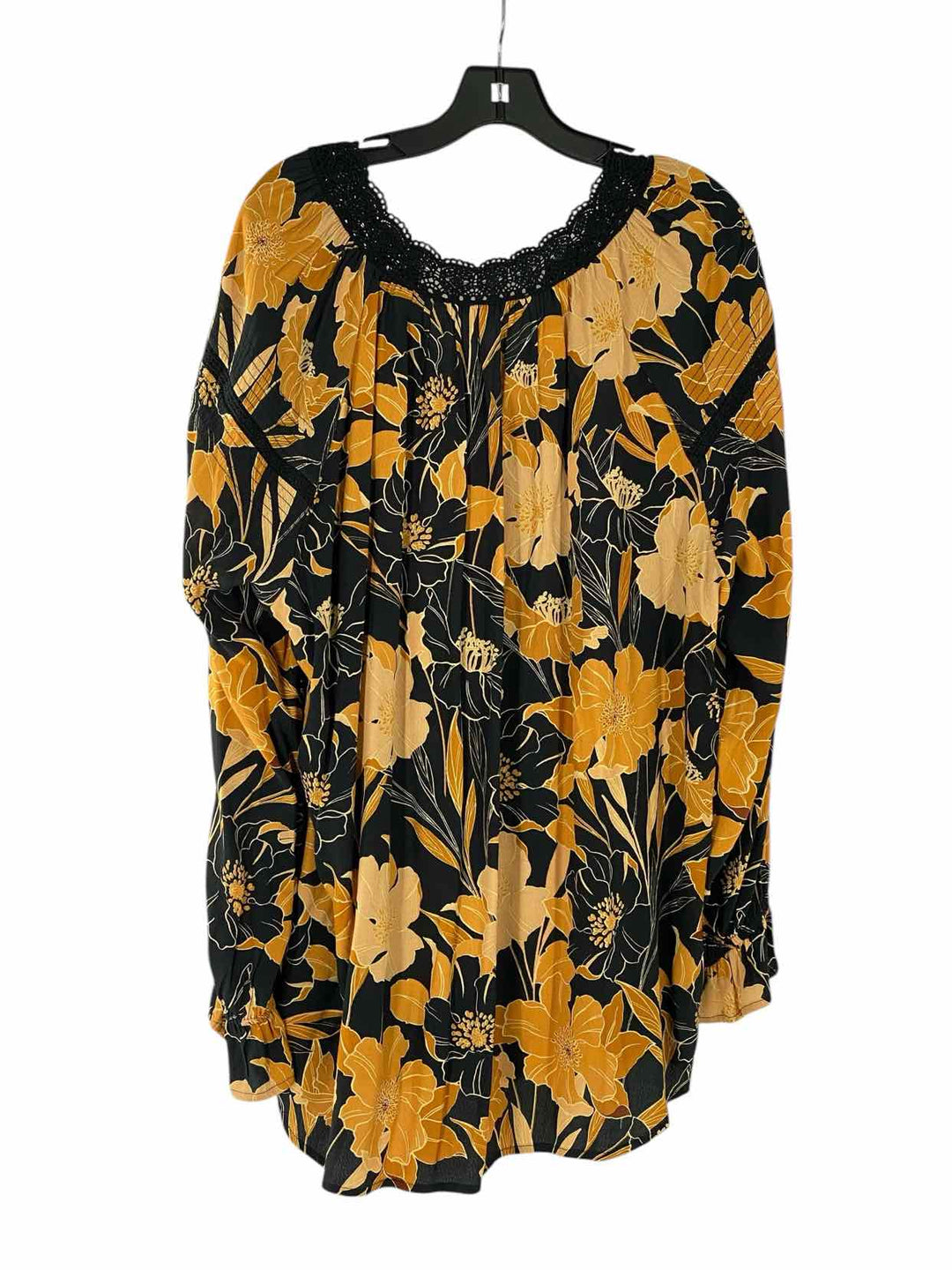 Daniel Rainn Size 3X Black Orange Floral Long Sleeve Shirts