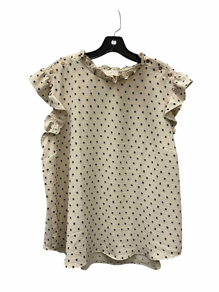 Loft Size XL Cream Black Polka Dot Tank Top