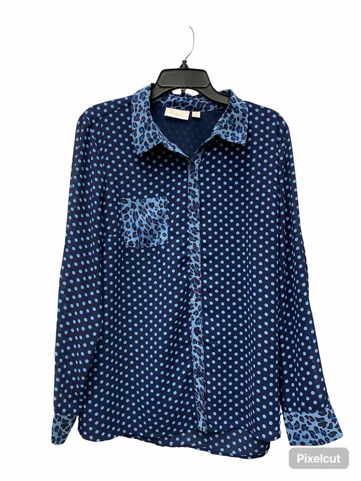 Belle by Kim Gravel Size L Blue Print Long Sleeve Shirts