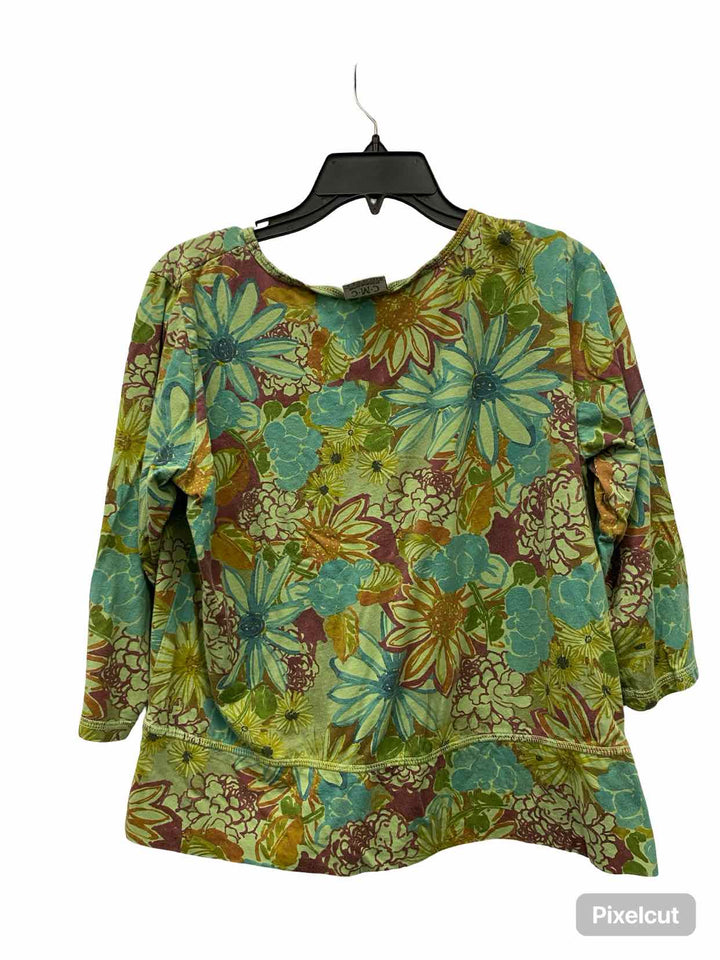CMC Size M Green Multi Floral Short Sleeve Shirts