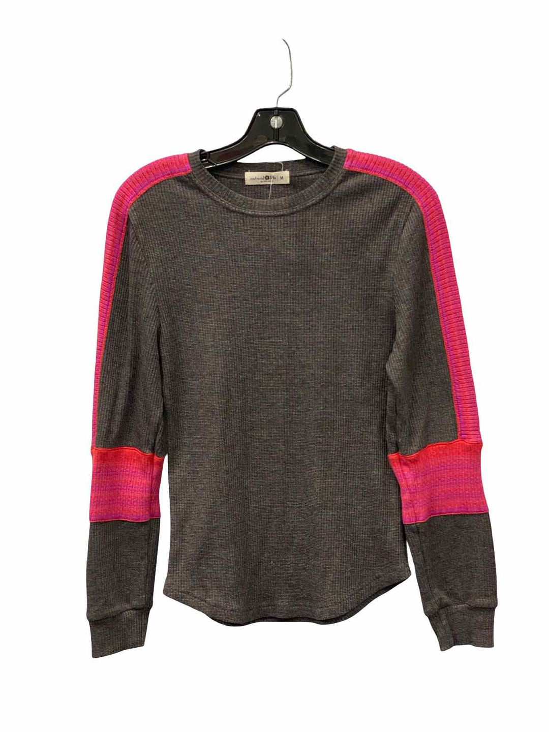 Natural Life Size M Gray Pink Long Sleeve Shirts
