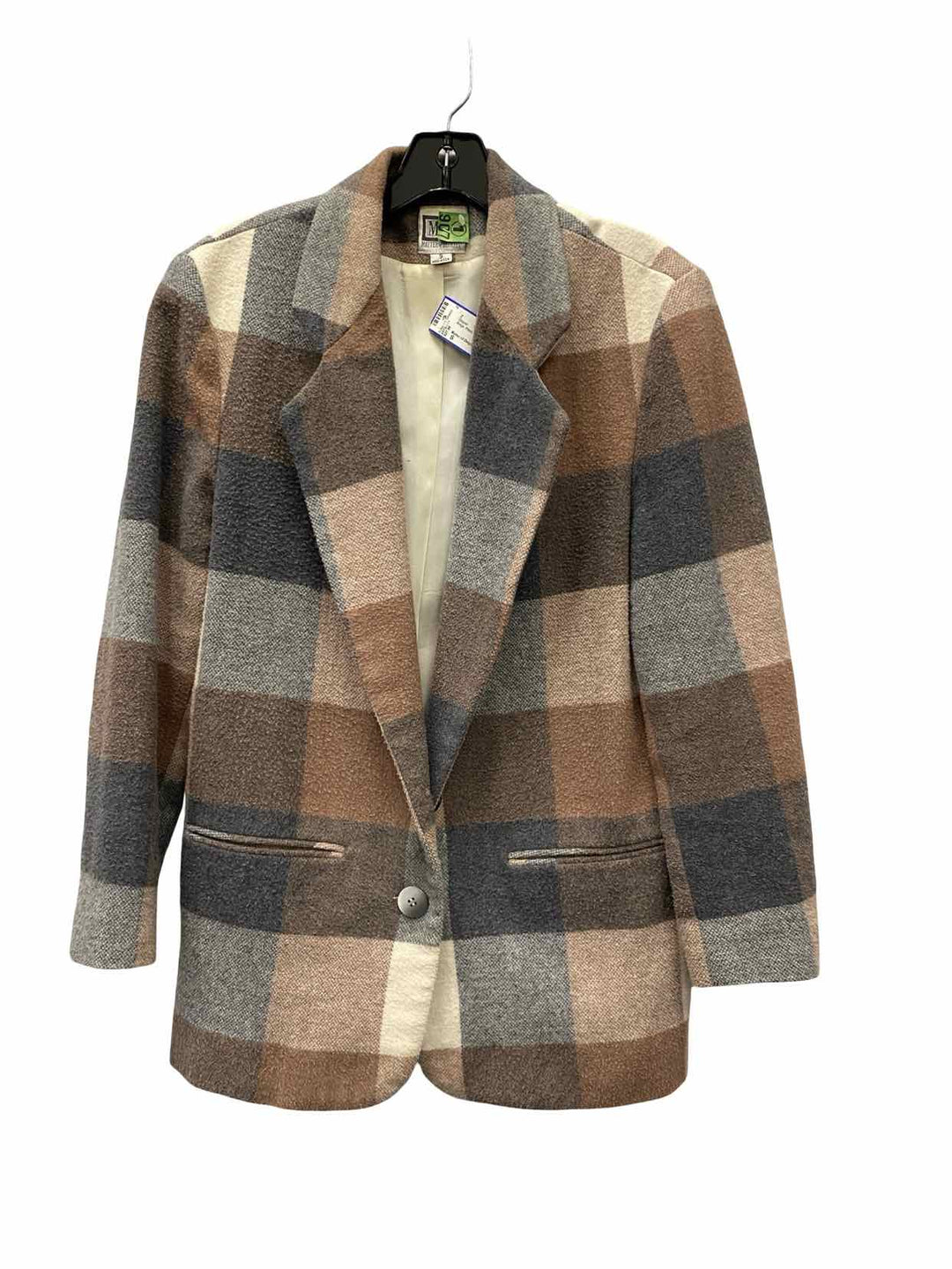 Matter of Degrees Size S Beige Plaid Blazer