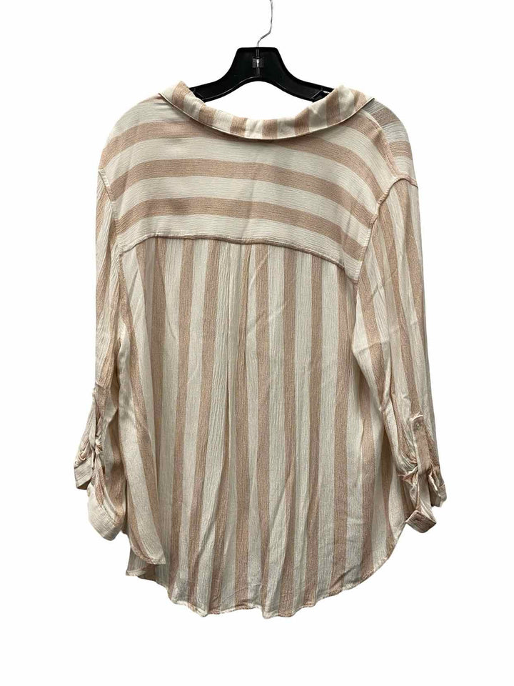 MIX by 41 Hawthorne Size XXL Peach Cream Stripe Long Sleeve Shirts