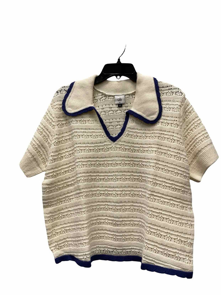 Cabi Size XL Cream Blue Sweater