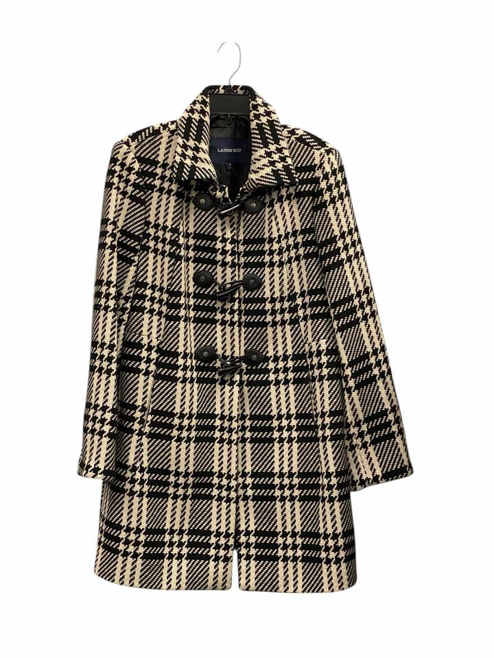 Lands End Size 12 Black White Shell; 51% Wool Coat(Long)