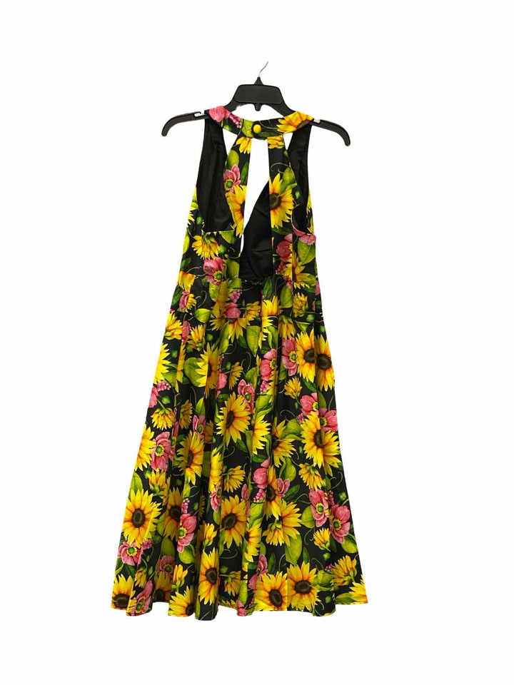 Unique Vintage Size 2X/3X Yellow Black/Pink Sunflowers Dress