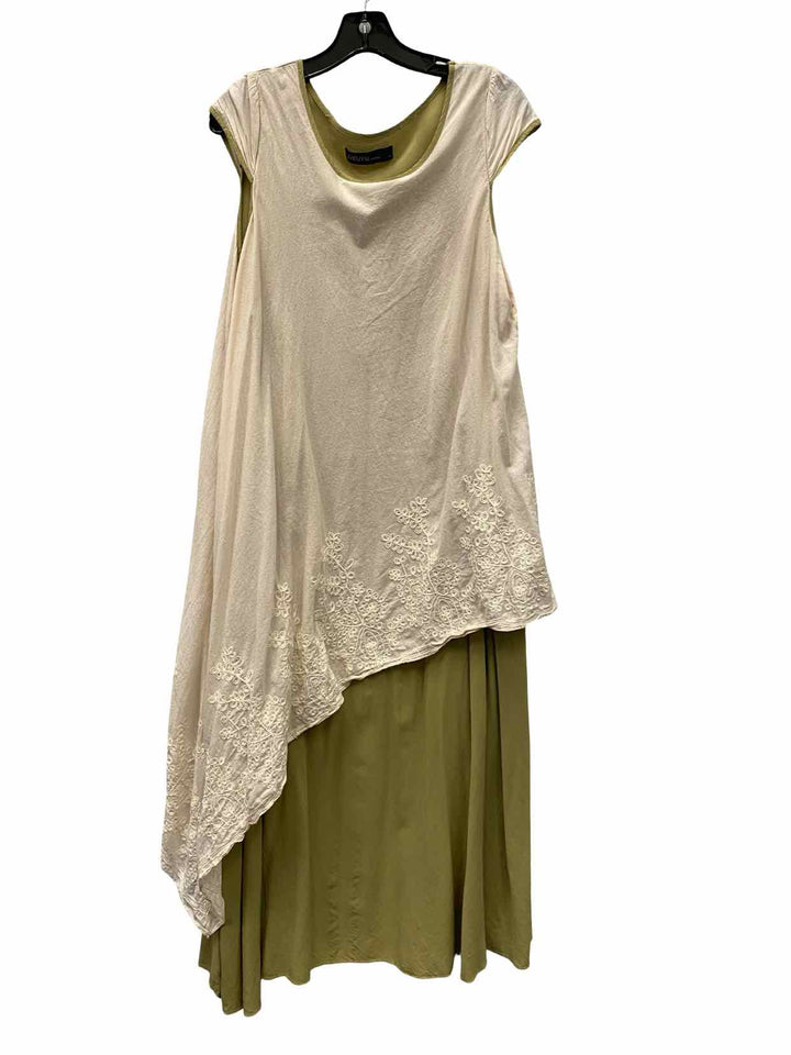 Zanzea Size XL Cream Green Dress