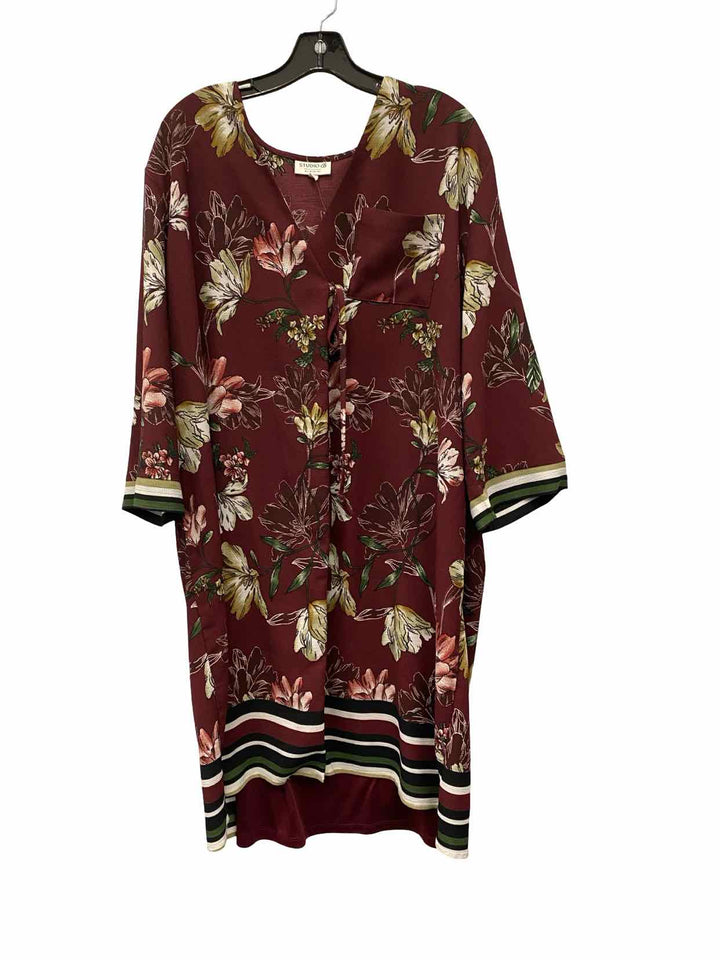 Bobeau Size 1X Maroon Floral Dress