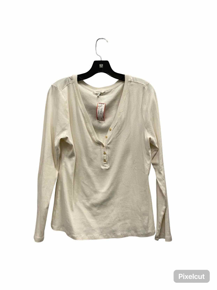 Banana Republic Size L Cream 96% Cotton Long Sleeve Shirts
