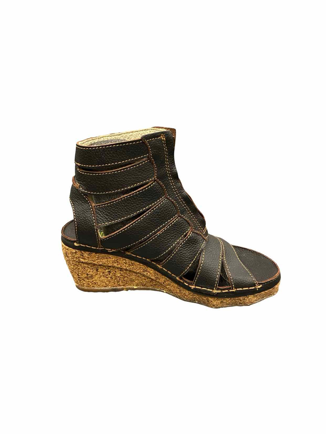 El Naturalista Shoe Size 36 Black Leather Wedge Heels