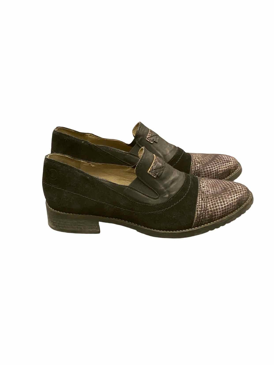 Casta Shoe Size 42 Black Snakeskin Print Suede Loafers