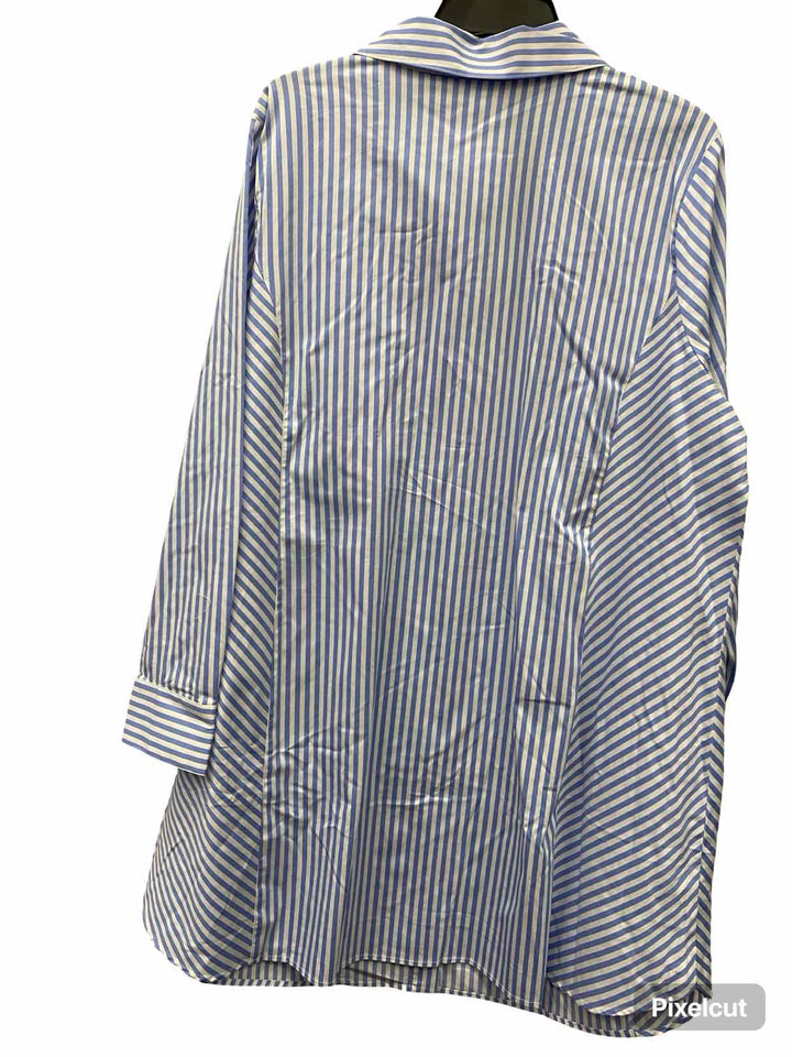 Cabi Size 2X Blue White Striped Long Sleeve Shirts