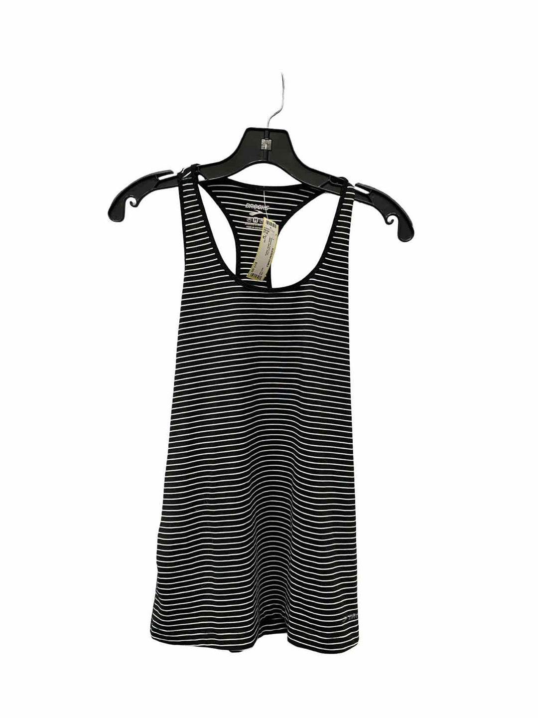 Brooks Size M Black White Stripes Athletic Tank Top