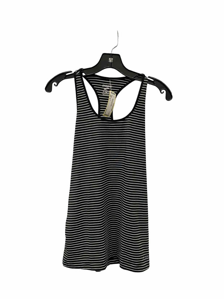 Brooks Size M Black White Stripes Athletic Tank Top