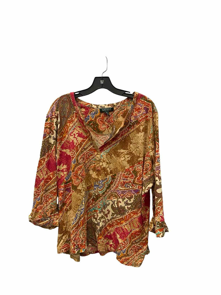 Ralph Lauren Size 3X Brown Red 100% cotton Long Sleeve Shirts
