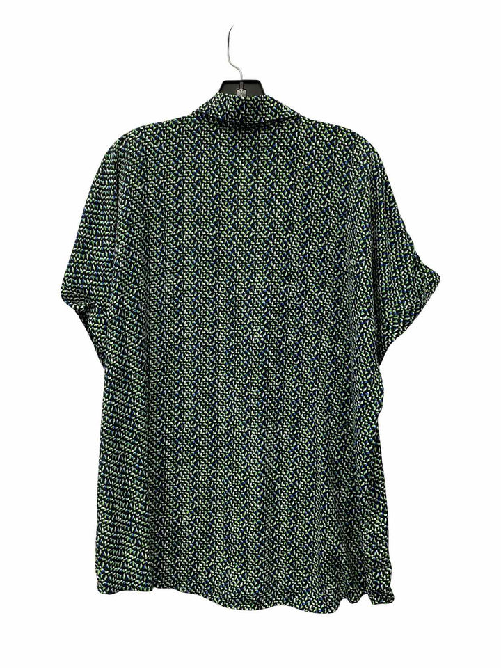 Cabi Size XL Green Blue Print Short Sleeve Shirts