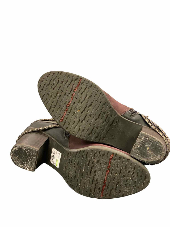 Tamaris Shoe Size 38 Burgundy Grey Leather Tora Boots(Ankle)