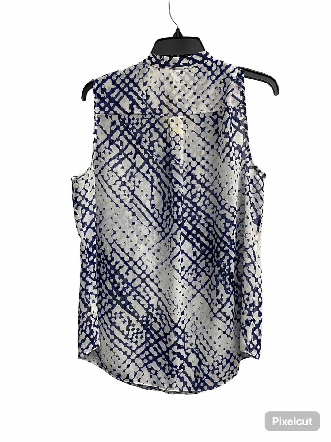 Cabi Size L White Blue Print Tank Top