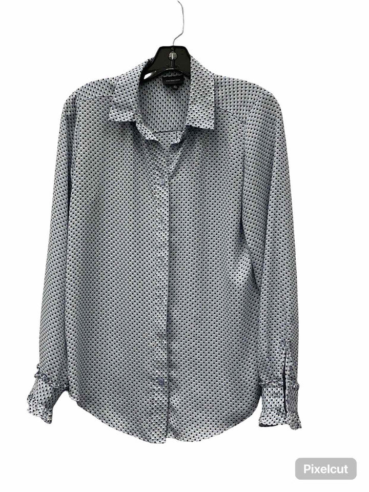 WHOWHATWEAR Size XS Blue/White Black Poka dot Long Sleeve Shirts