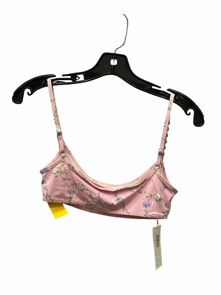 Frankies Bikinis Size S Pink Print Swimsuit Top