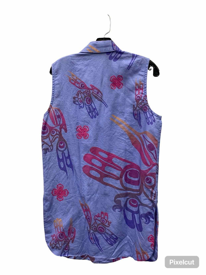 Dorothy Grant Size S Lilac Pink Hummingbirds 100% Linen Tank Top