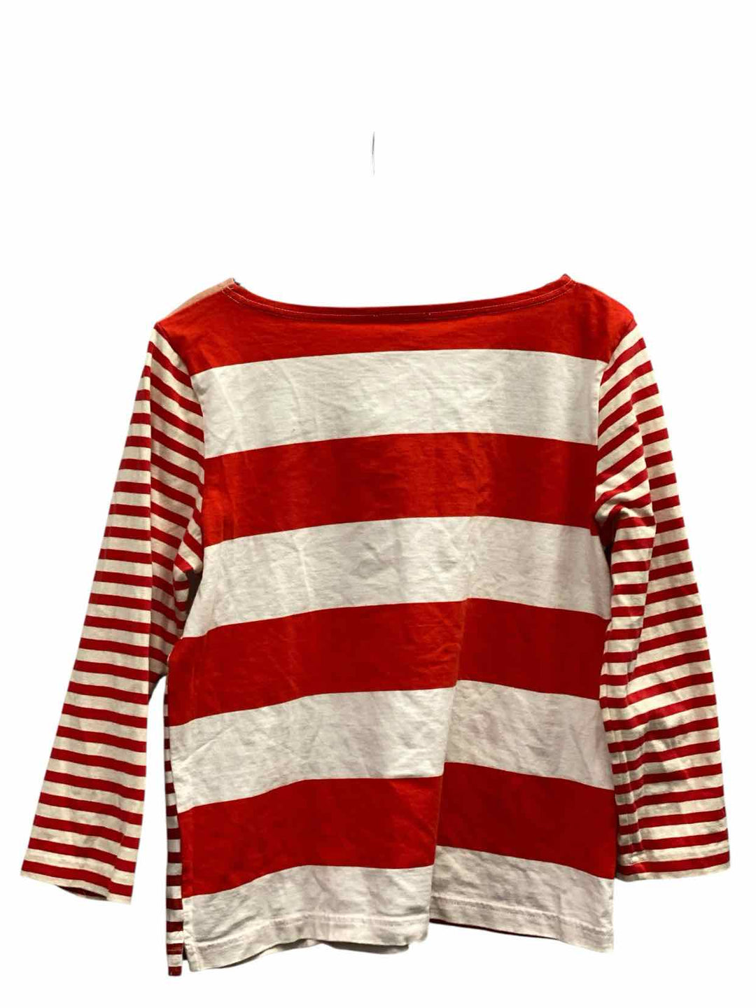 J Crew Size L Red White Striped Long Sleeve Shirts