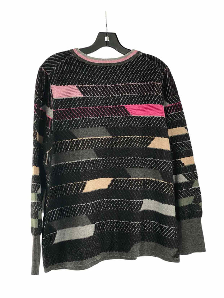 Nic + Zoe Size XL Black Pink Print Sweater