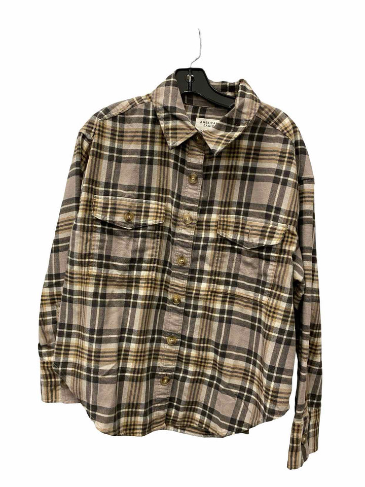 American Eagle Size XS Brown Plaid Long Sleeve Shirts