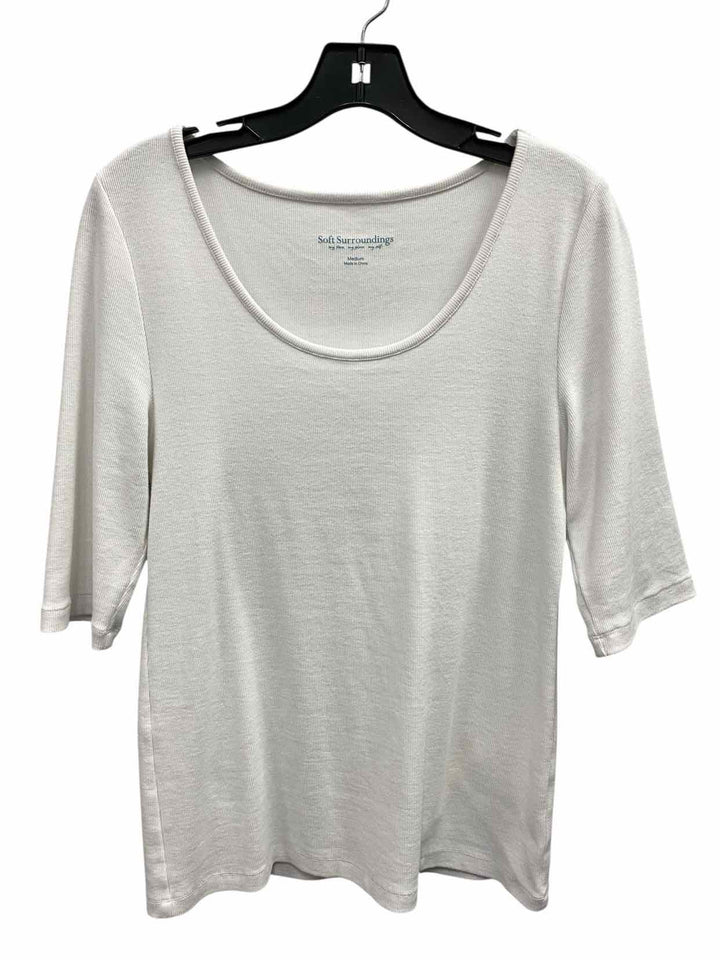 Soft Surroundings Size M White Short Sleeve Shirts